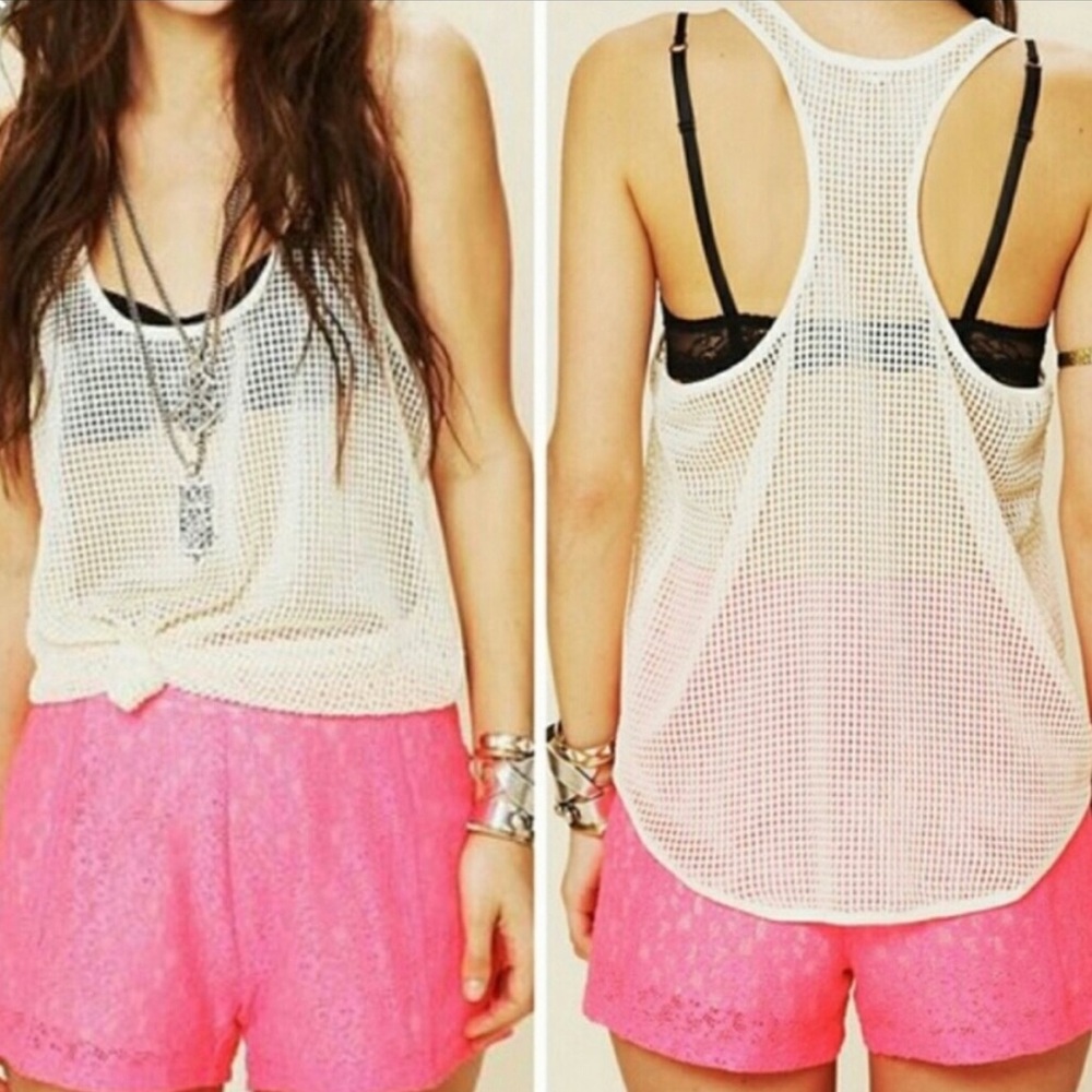 Free People Heavy Metal Lovers Mesh Racerback Tank Top Beach Coverup